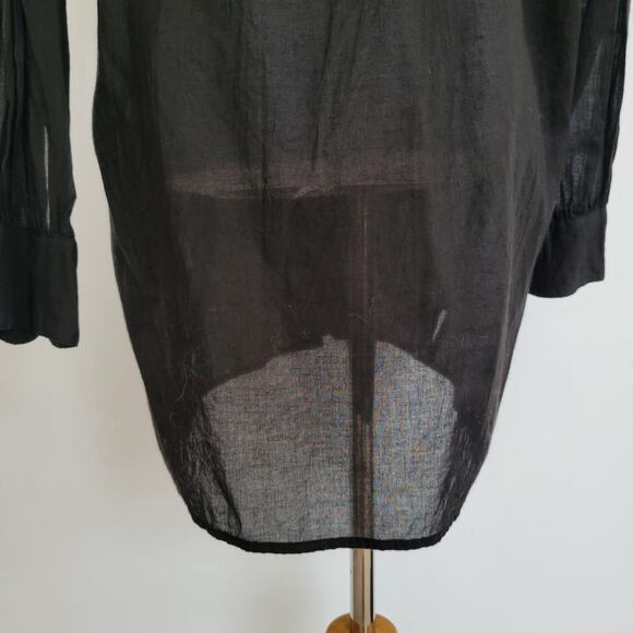 NEW Johnny Was Melanie Blouse Black Popover Sheer Cotton Women Small - Picture 4 of 12